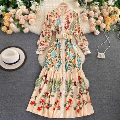 Daisy Bloom- Floral Lace Maxi Dress/Belt (New!)