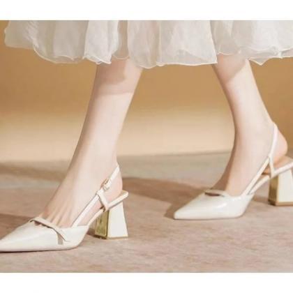 Chic Nude Block Heel Slingback Pumps on Luulla