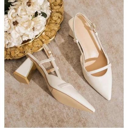 Chic Nude Block Heel Slingback Pumps on Luulla