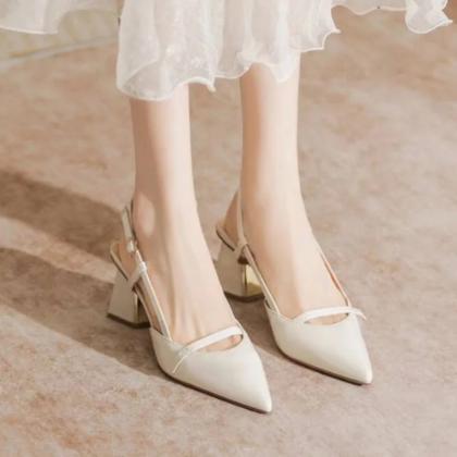 Chic Nude Block Heel Slingback Pumps on Luulla