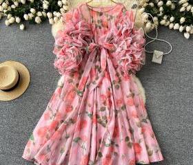 Flounce Chiffon Maxi Dress