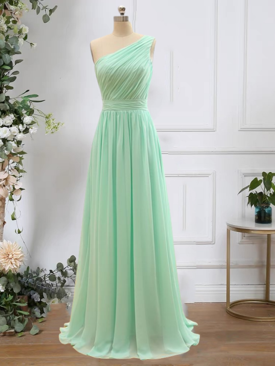 azura bridesmaid dresses One Shoulder Bridesmaid Dresses Chiffon Floor Length Gowns – alinanova main image 0