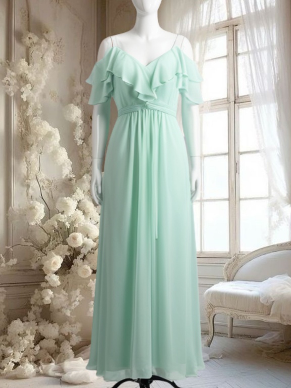 Cold Shoulder Mint Green Bridesmaid Dresses Long For Women 2025 With Slit A  Line Ruffle Formal Weddi on Luulla