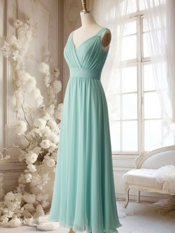 mint green halter prom dress ZAPAKA Women Dusty Sage Bridesmaid Dress with Slit Halter Corset Ruffled Long Wedding Guest Dress, chiffon color / US6