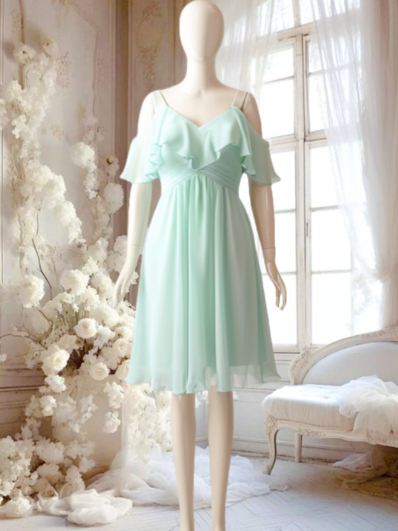 sachin and babi light blue dress A Line Chiffon Prom Dresses Long Plus Size Evening Gowns with Ruffles –  Hebebridal main image 1