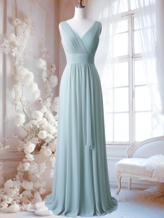 what to wear under bridesmaid dress Zapaka Women Blue Floral Bridesmaid Dress with Slit A Line V-Neck Short  Sleeves Chiffon Ruffled Long Wedding Guest Dress – ZAPAKA
