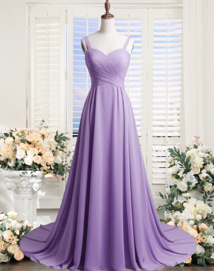 purple chiffon evening dress Lilac Chiffon Custom Cold One-Shoulder Slit A-line Formal Dress