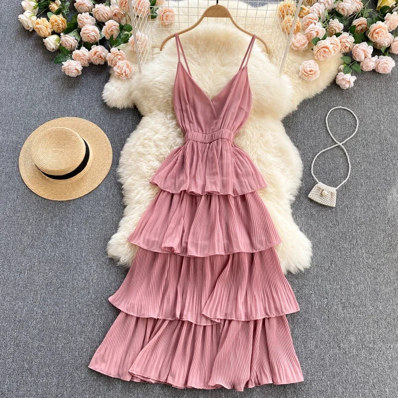 princess polly baby blue dress Cinq à Sept Fatima Ruffled Jersey Midi-Dress main image 1