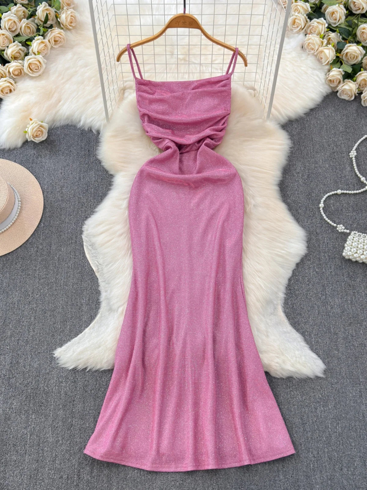 pink glitter slip dress For Love & Lemons Glitter Slip Dress in Pink