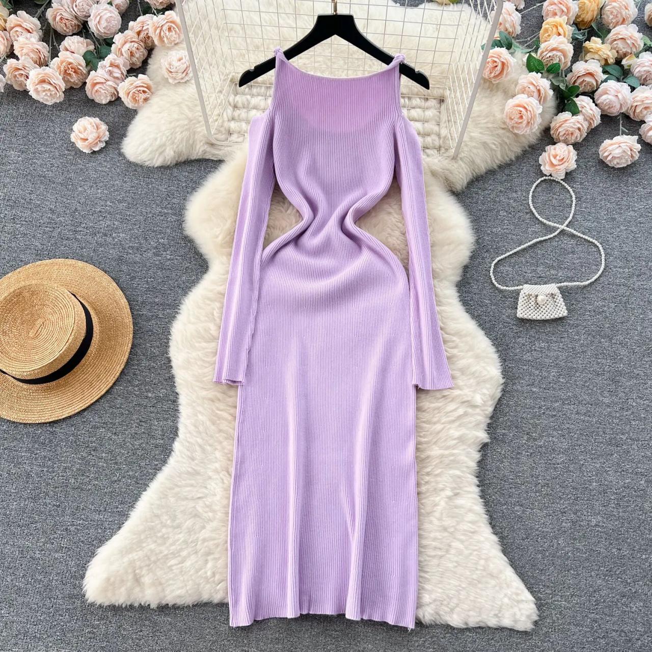 ribbed lilac dress DESIGNER COUTURE LILAC PURPLE RIBBED BANDAGE DRESS UNDERWIRE BUST CINCHED  WAIST
