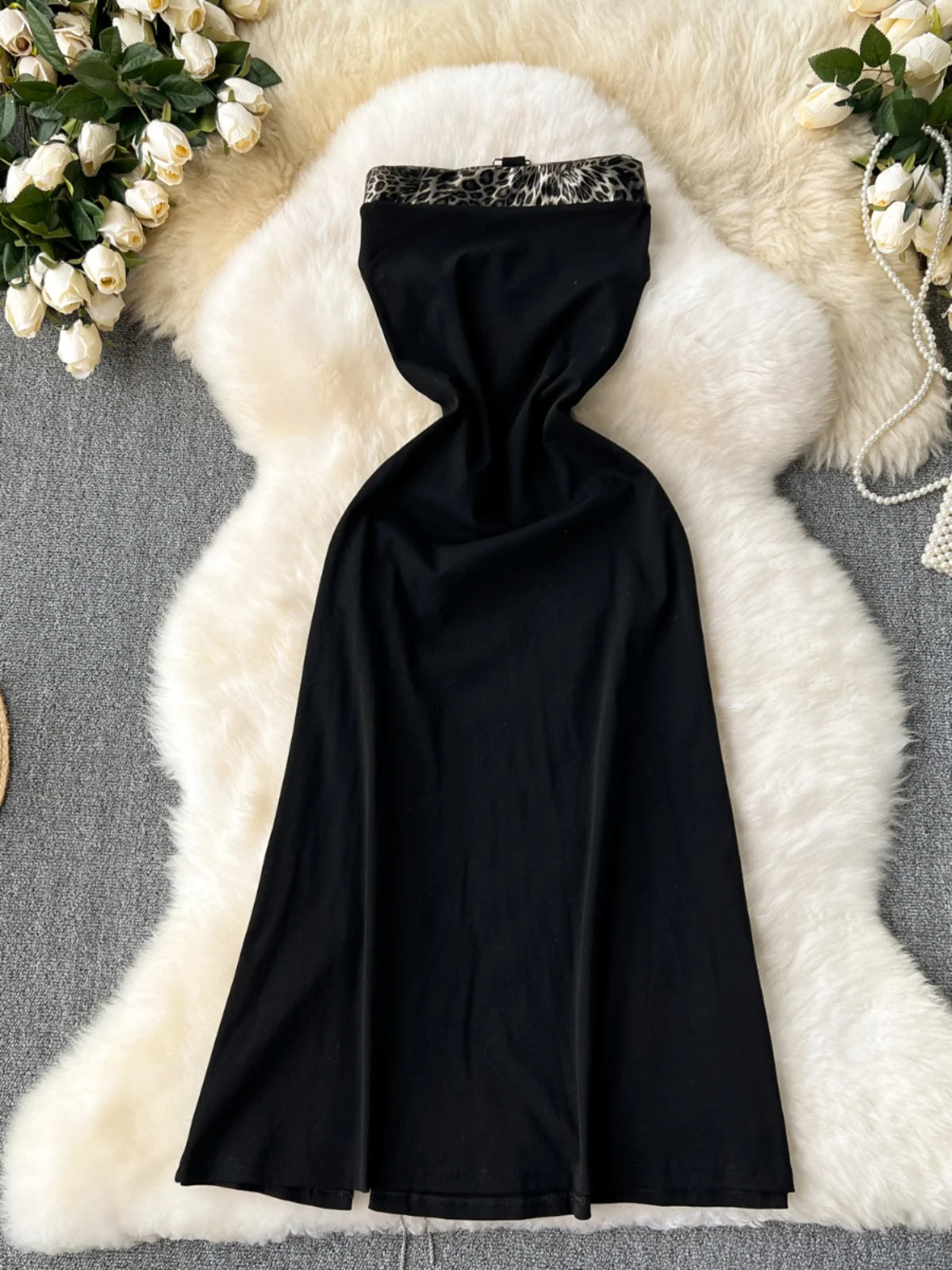 Elegant Black Lace-Up Bodycon Midi Dress