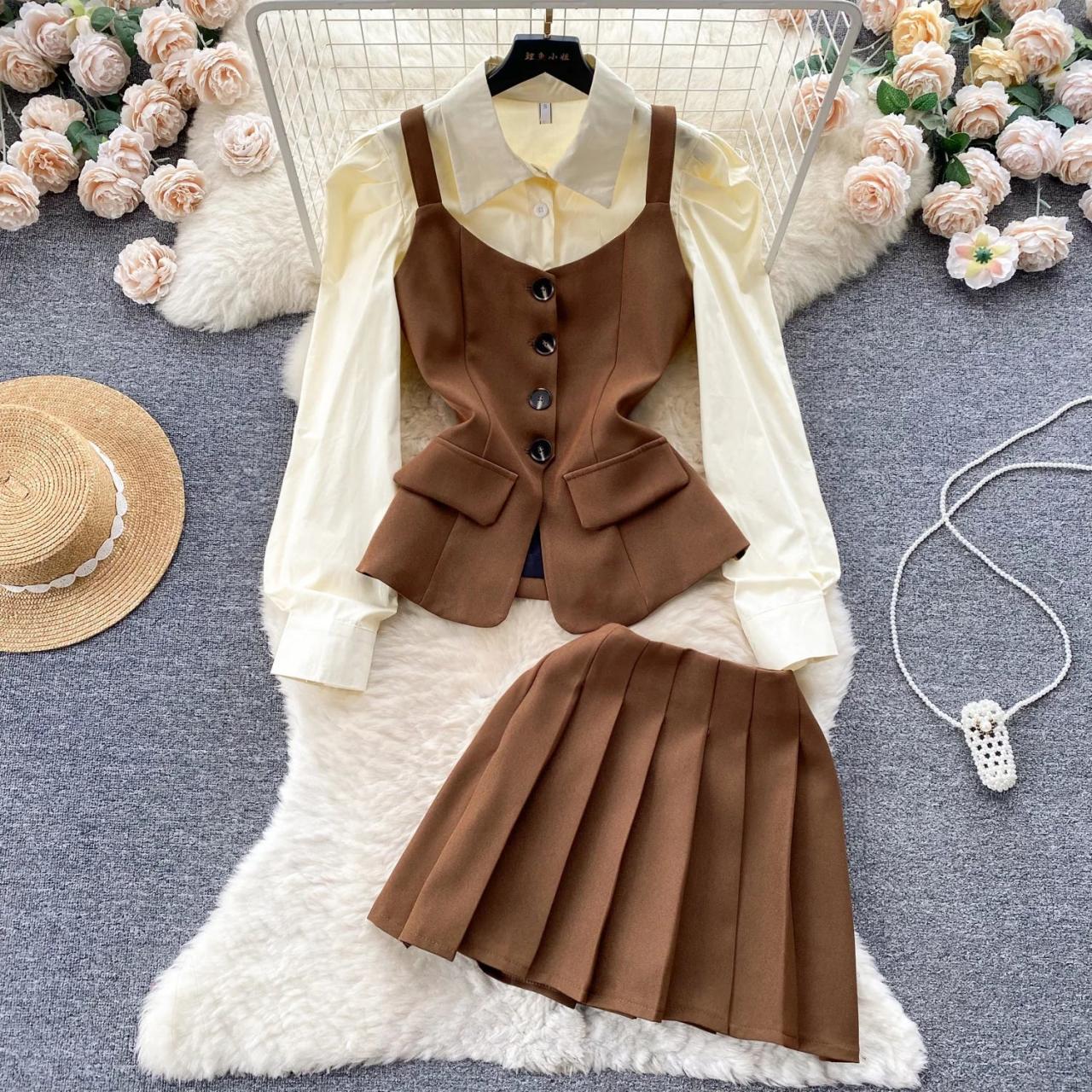 Chic Blouse and Plaid Skirt Set Chic Blouse and Plaid Skirt Set
