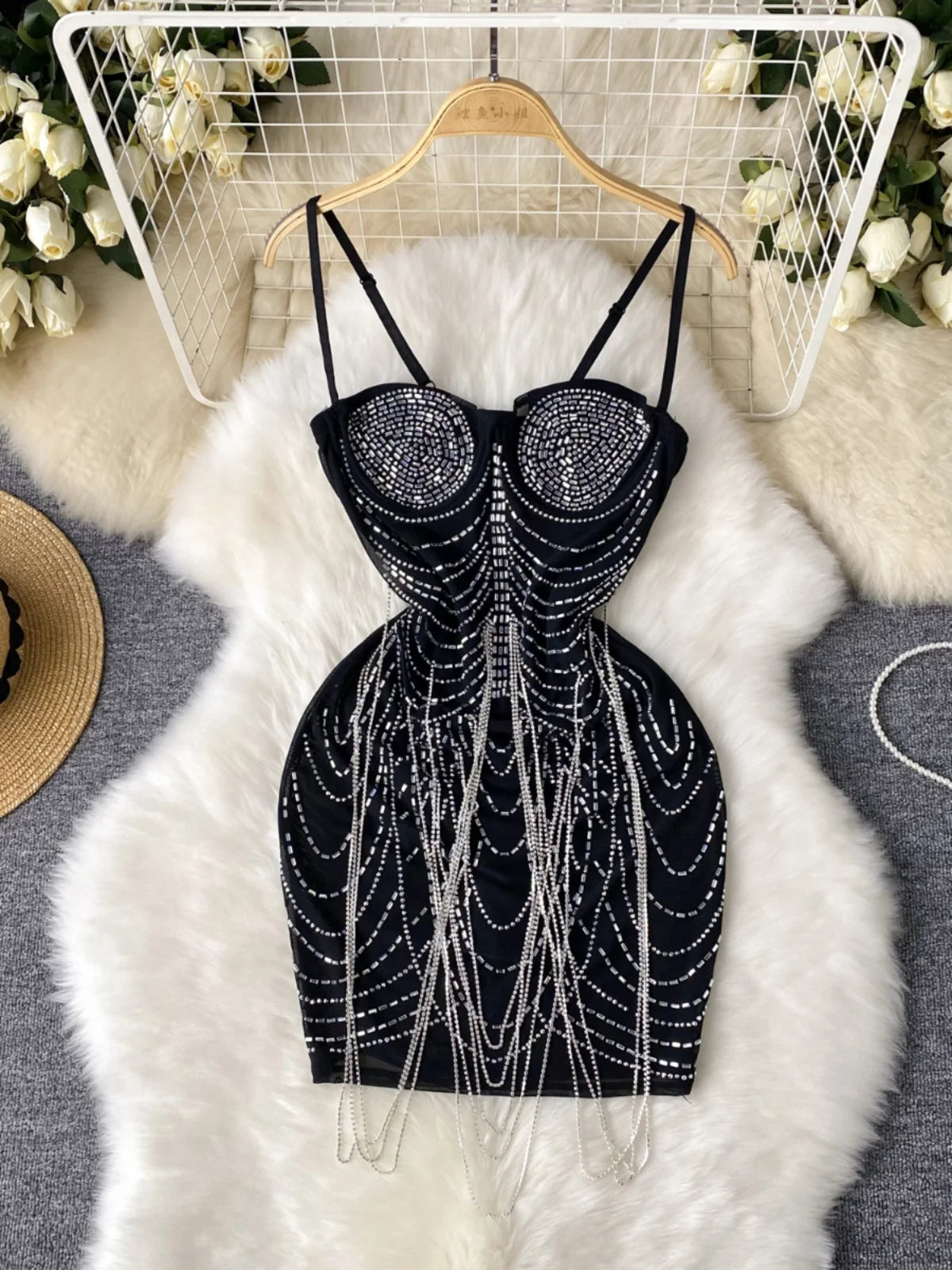 Rhinestone bodycon dress clearance