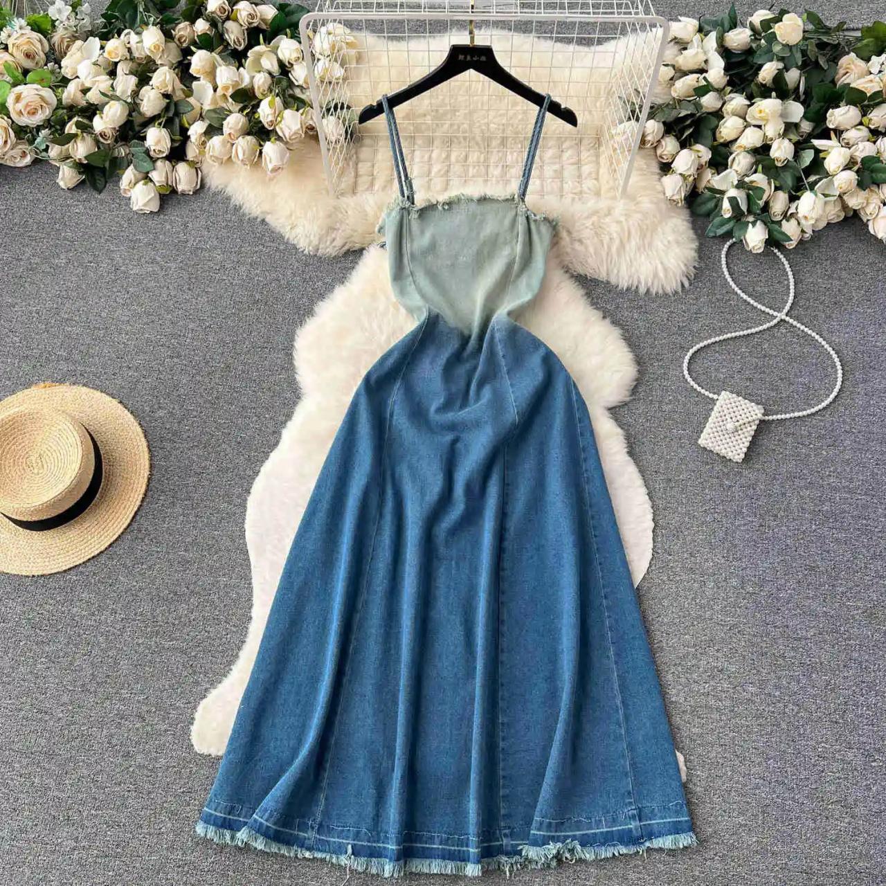 denim elegant dress Jovani 43341 Long Prom Dress Off White/Denim / 12 main image 1