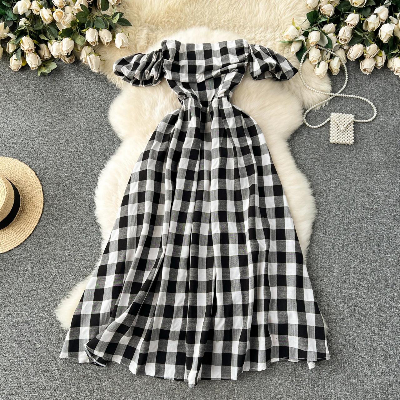 black white gingham dress Cody Gingham Mini Dress in Black main image 0