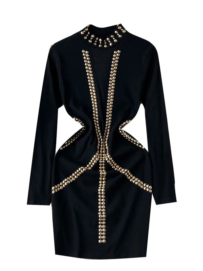 green emerald velvet dress Black Gold Stud Velvet Hayden Dress – Fourteenth Boutique main image 1