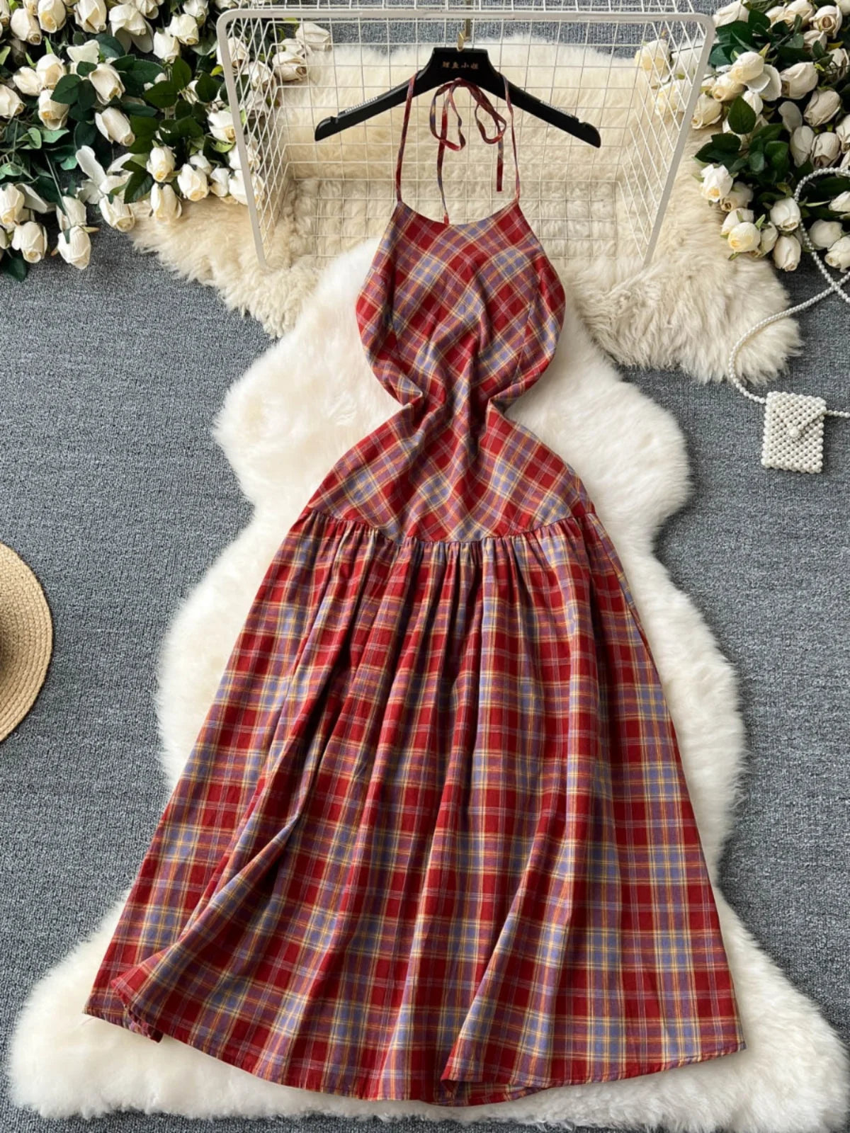 Red summer maxi dress on sale