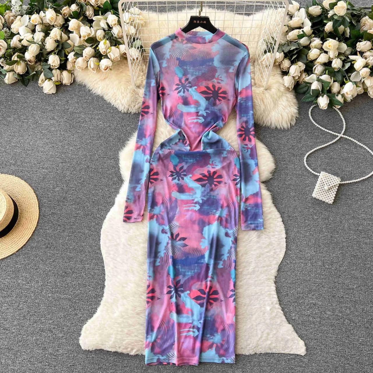 knee length dresses for ladies Cut Out Long Sleeve Maxi Dress – WeWoreWhat main image 1