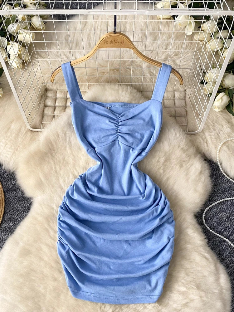 house of cb blue ruched dress House Of CB Ariela Ruffle Maxi Dress Blue