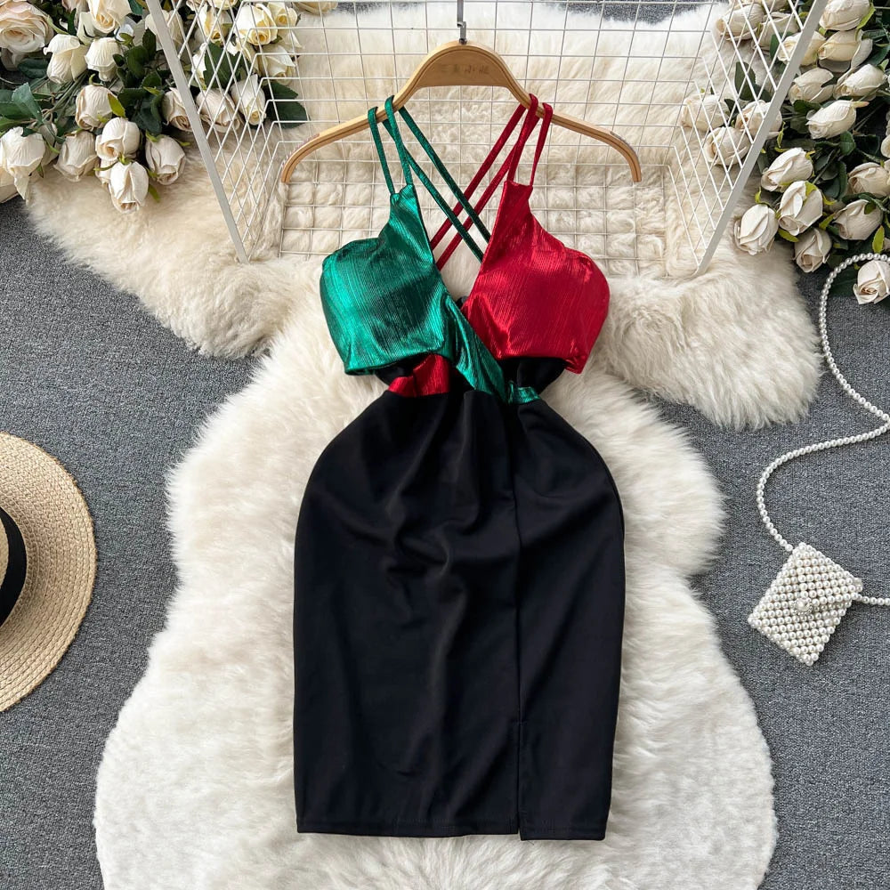 color block satin dress Color Block Satin Dress  v o g l i o