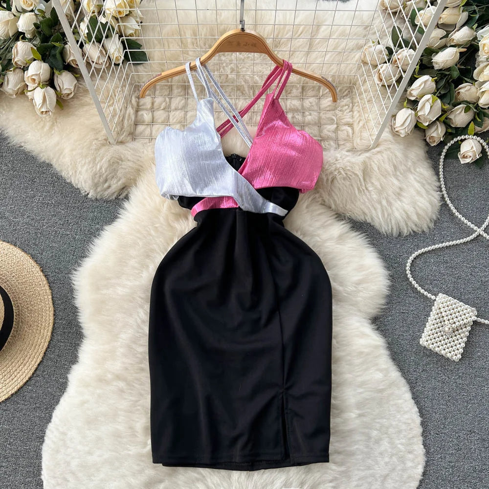 colorblock satin dress Colorblock Satin Dress: Women's Designer Dresses