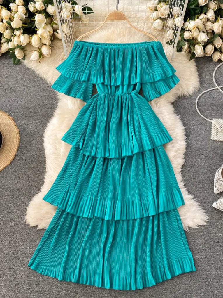 white christmas dresses Jade Printed Maxi Dress with Butterfly Sleeves Teal S/M