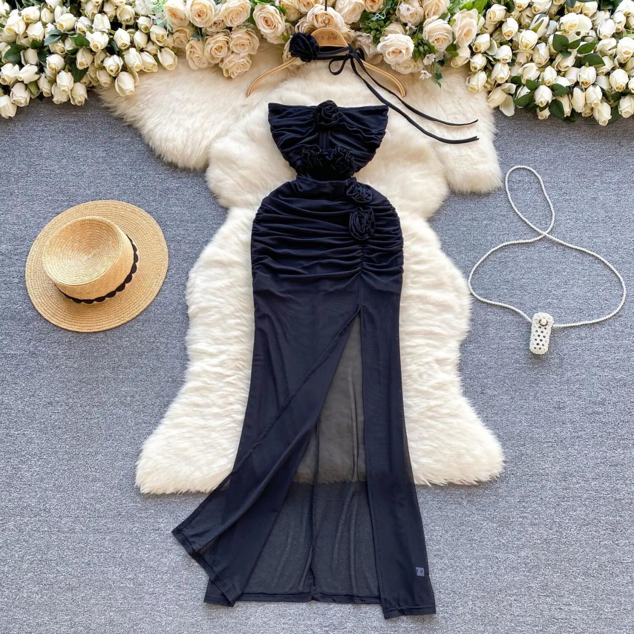black ruched strapless dress White Lace Mini Dress