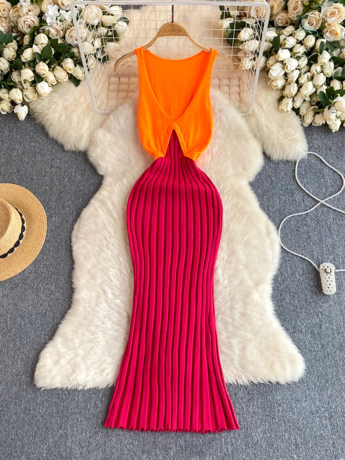 strapless open back dress Color Block Pebbled Barathea Gown With Petal Draped Skirt main image 1