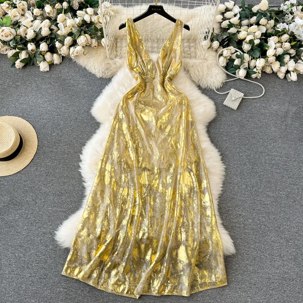 golden slit dress Gold Bridal Gown main image 0