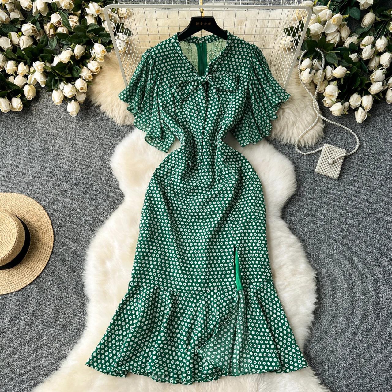 green casual maxi dress Petal and Pup Women's Naira Pleated Maxi Dress
