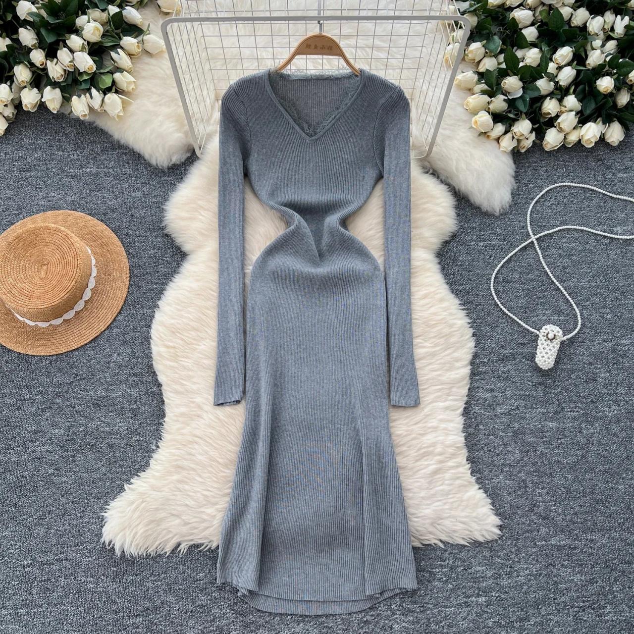 fitted lace wedding dress Cozy Charm Knit Sweater Midi Dress S / Oatmeal