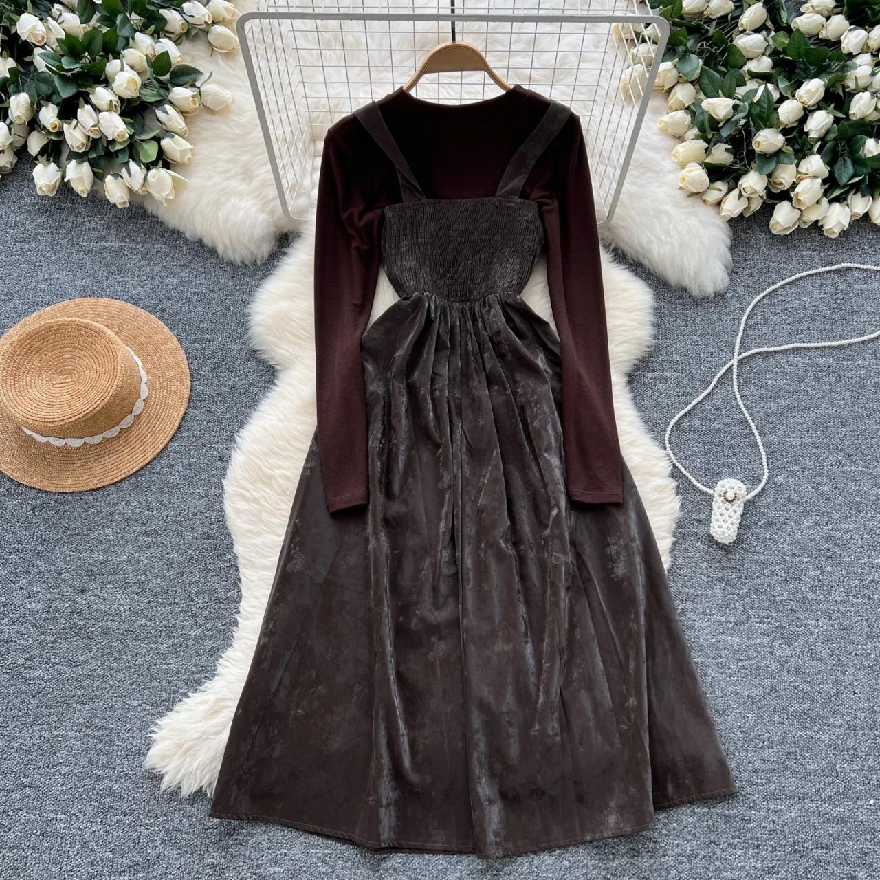 brown velvet dress designs Brown Color Velvet 2 piece Suit