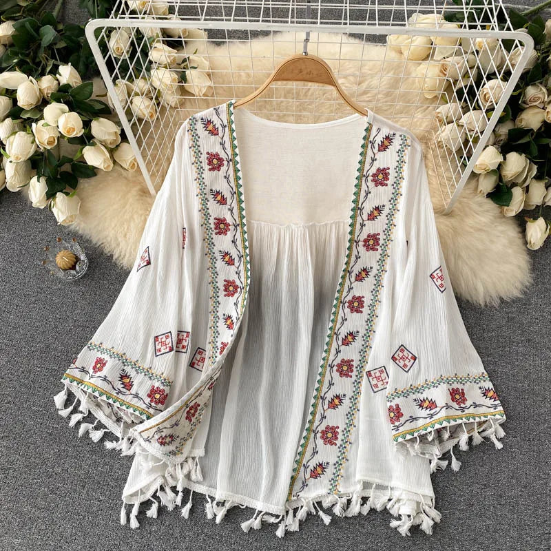 Fringed Plush Embroidered Lace Sweater Fringed Plush Embroidered Lace Sweater