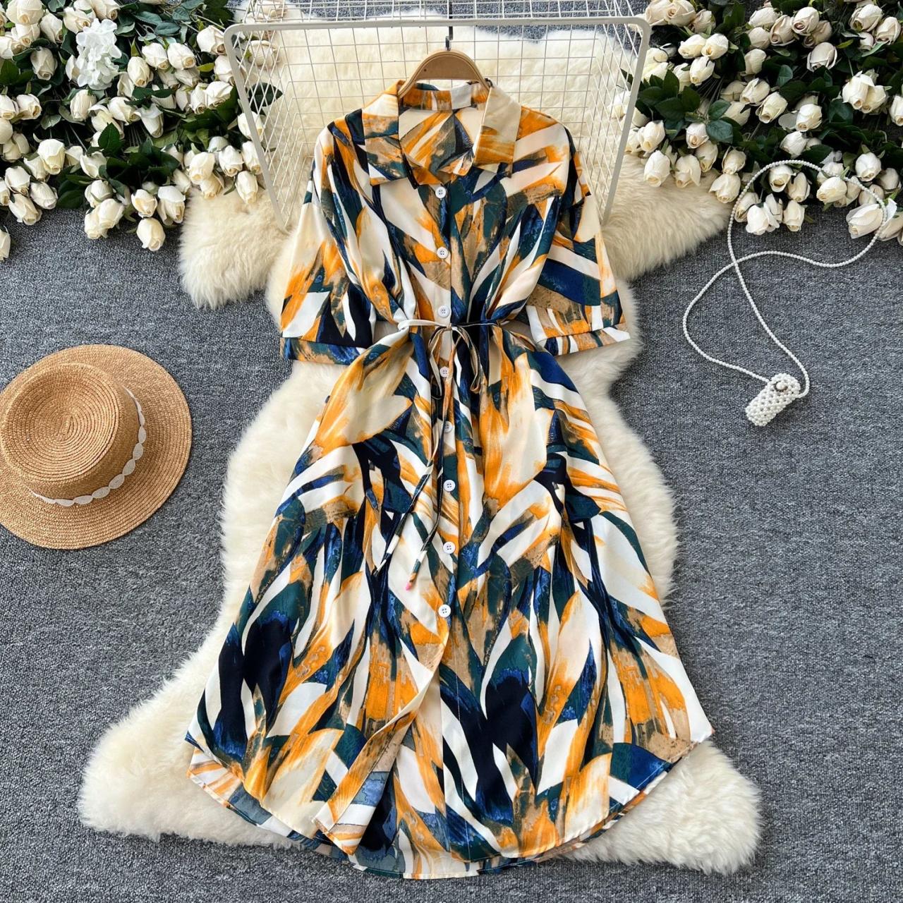 gold pleated long dress White Denim Gold Button Shirt Dress – Mod and Proper main image 1