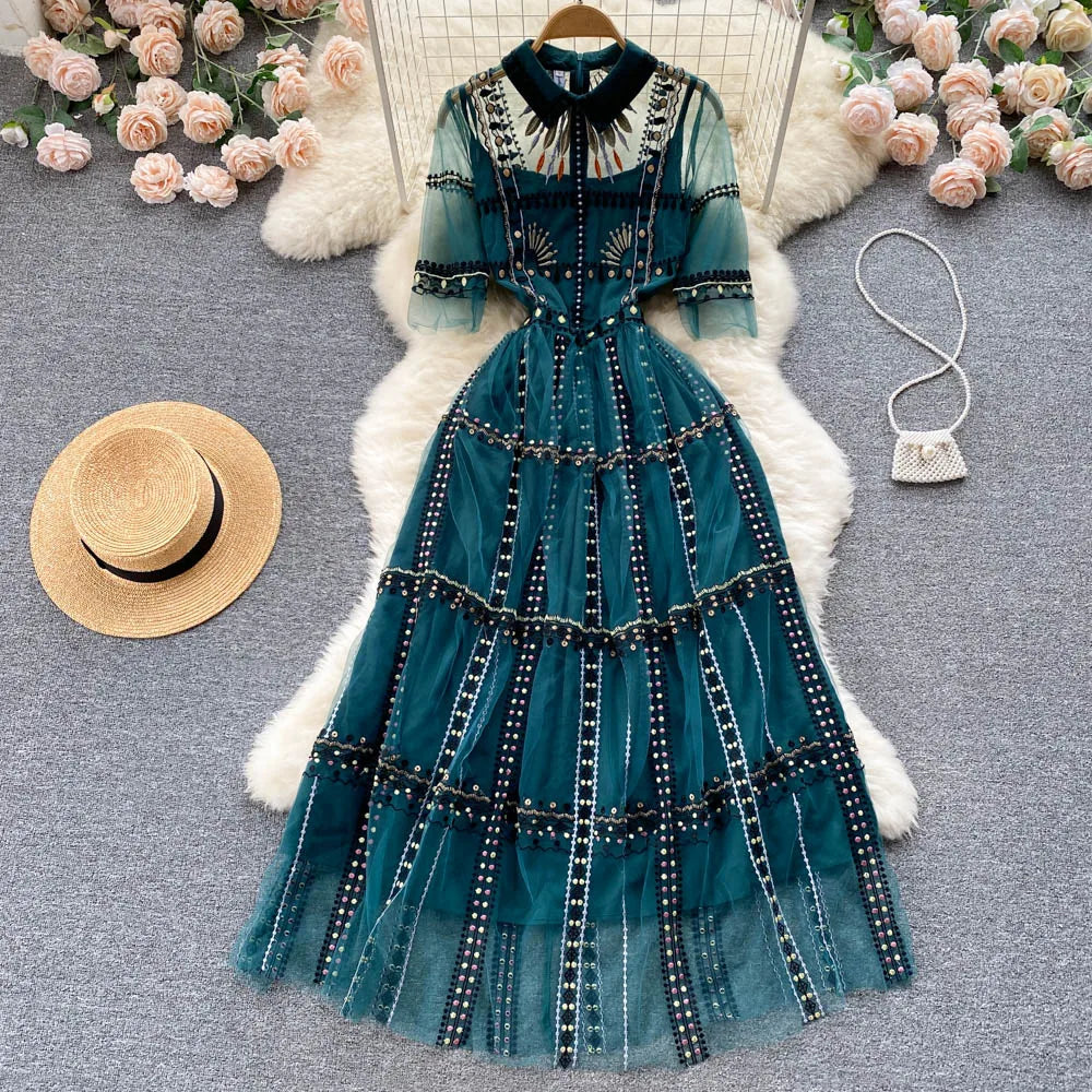 beige satin prom dress Khaki Beaded Long Sleeve Evening Dresses Mermaid Formal Dress AD1142 –  Viniodress main image 1