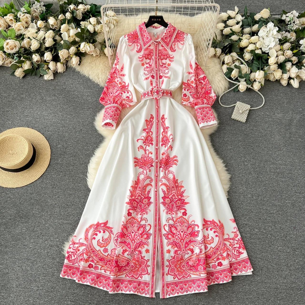Floral Embroidered Long Sleeve Maxi Dress
