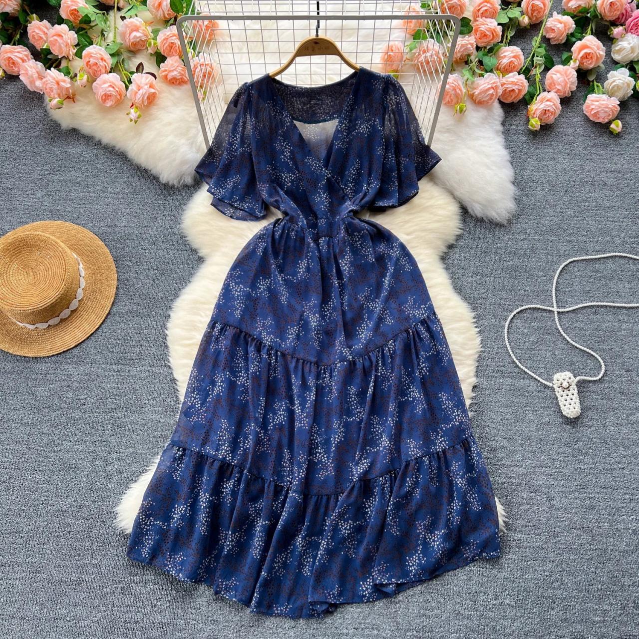 blue dress for baby girl Women's Boho Smocked Maxi Dress main image 1