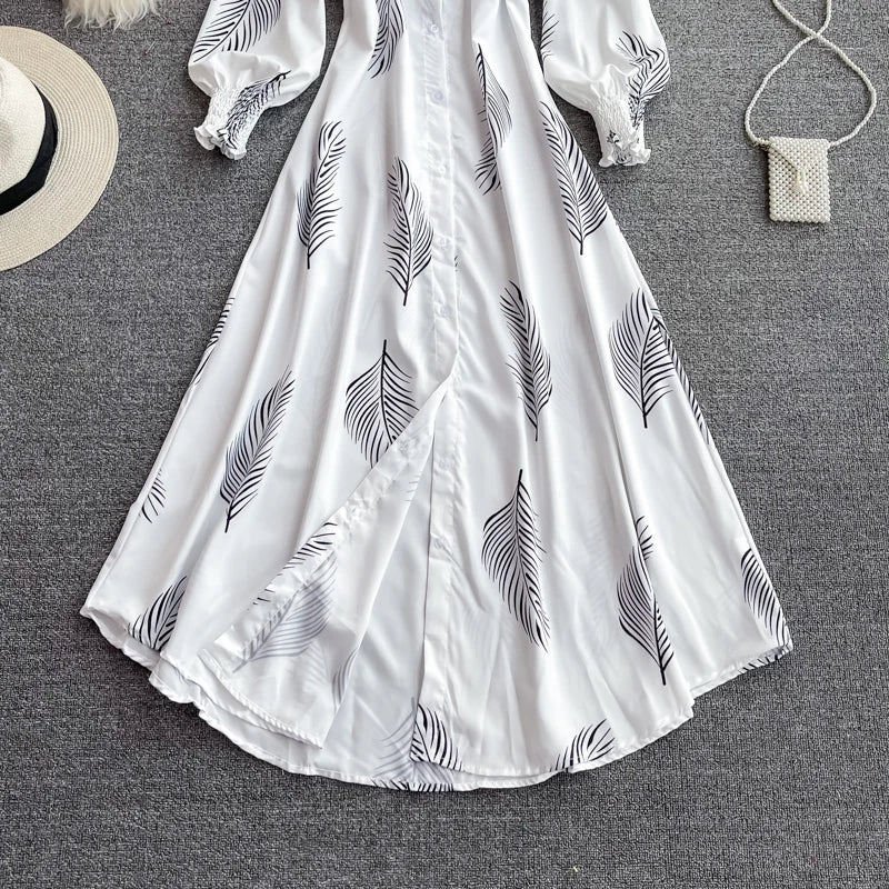 Vintage Newspaper Print Long Sleeve Midi Dress on Luulla