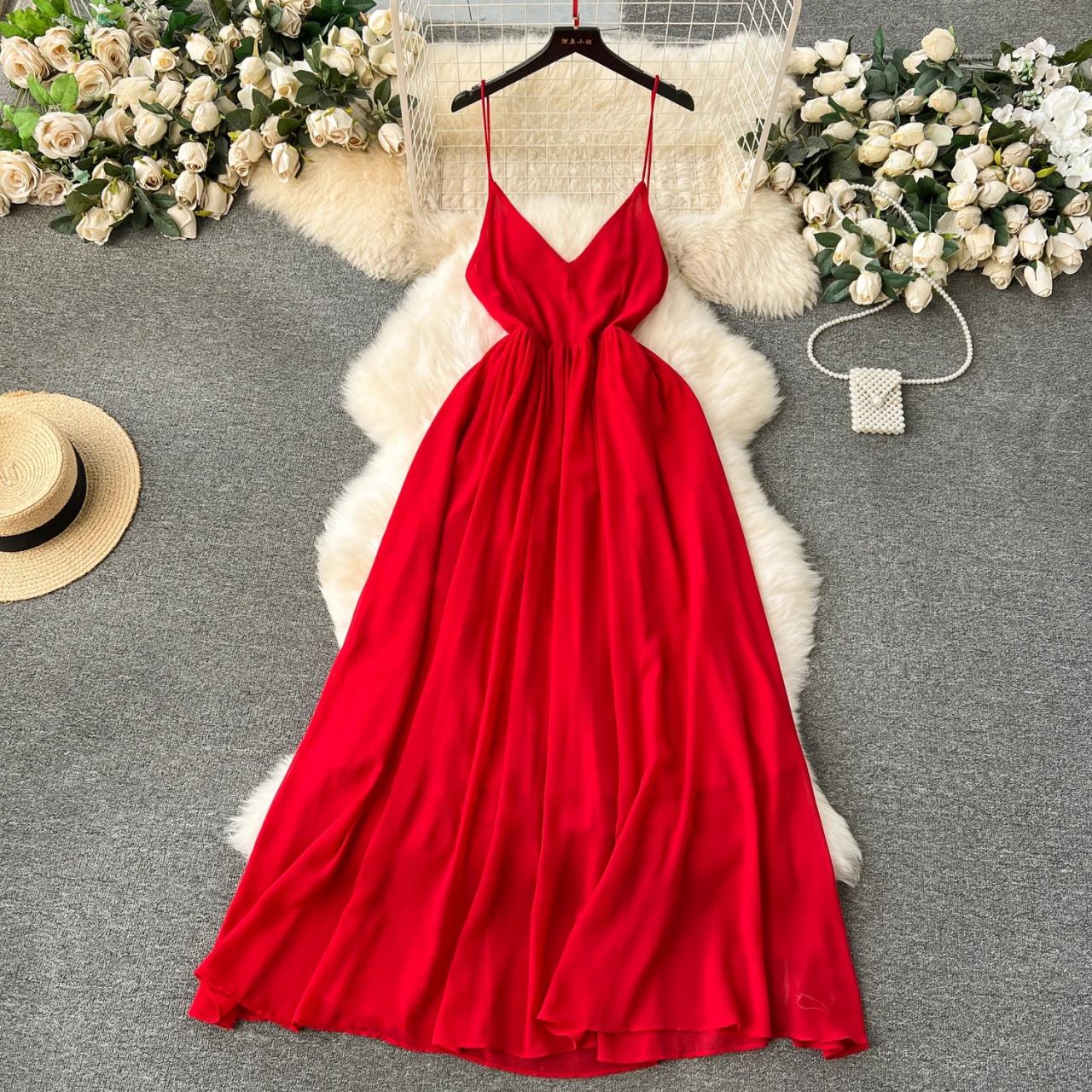 fitted lace wedding dress Red evening Dress long maxi dress with a bare back – GUNTINA main image 1