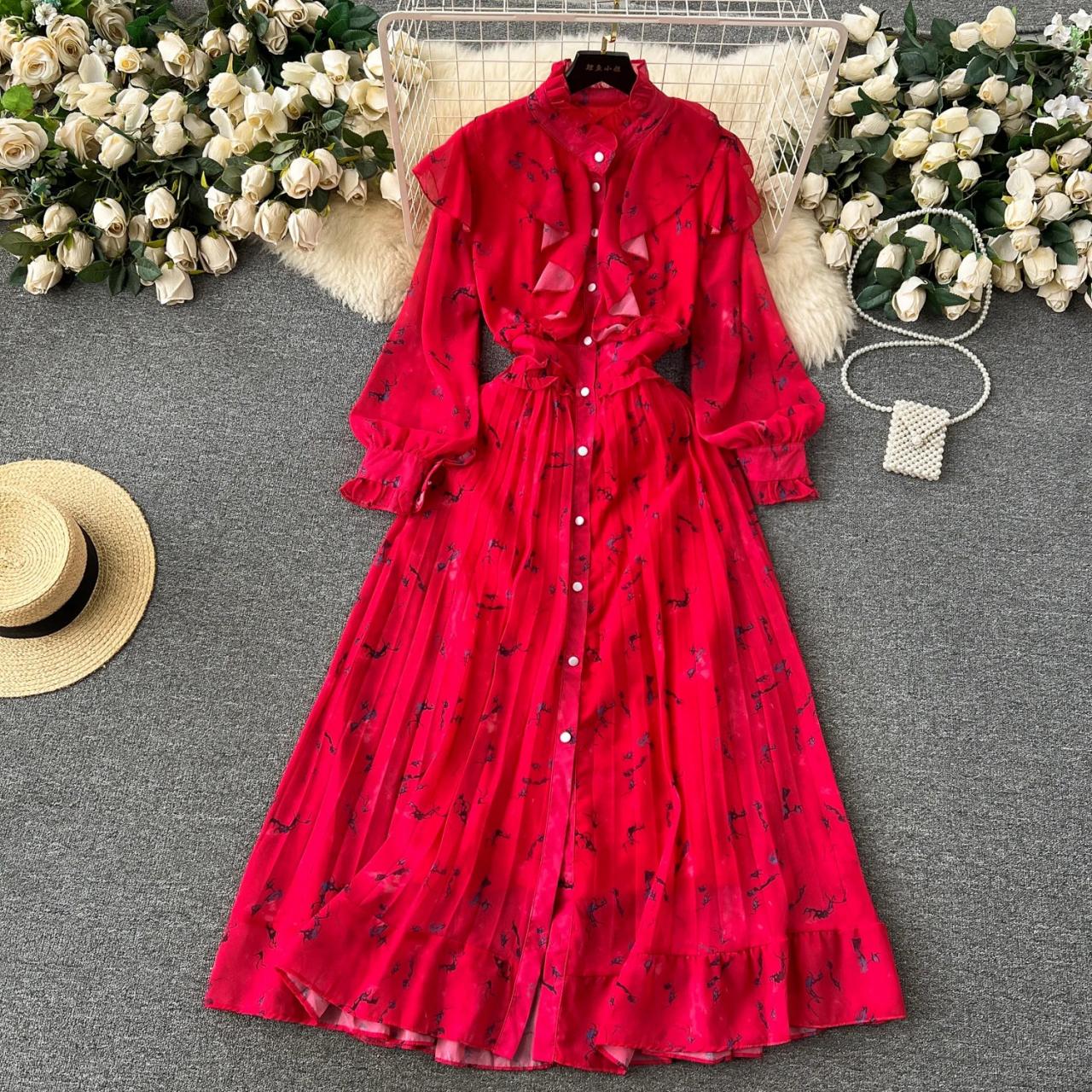 white christmas dresses MissJophiel Strapless Corset Floral Print Chiffon Dress with Tie Straps Other / Floor Length / US14 main image 0