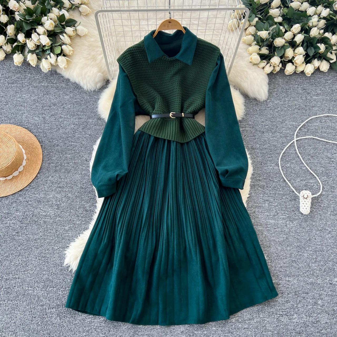 Chic Knit Vest And Flowy Dress