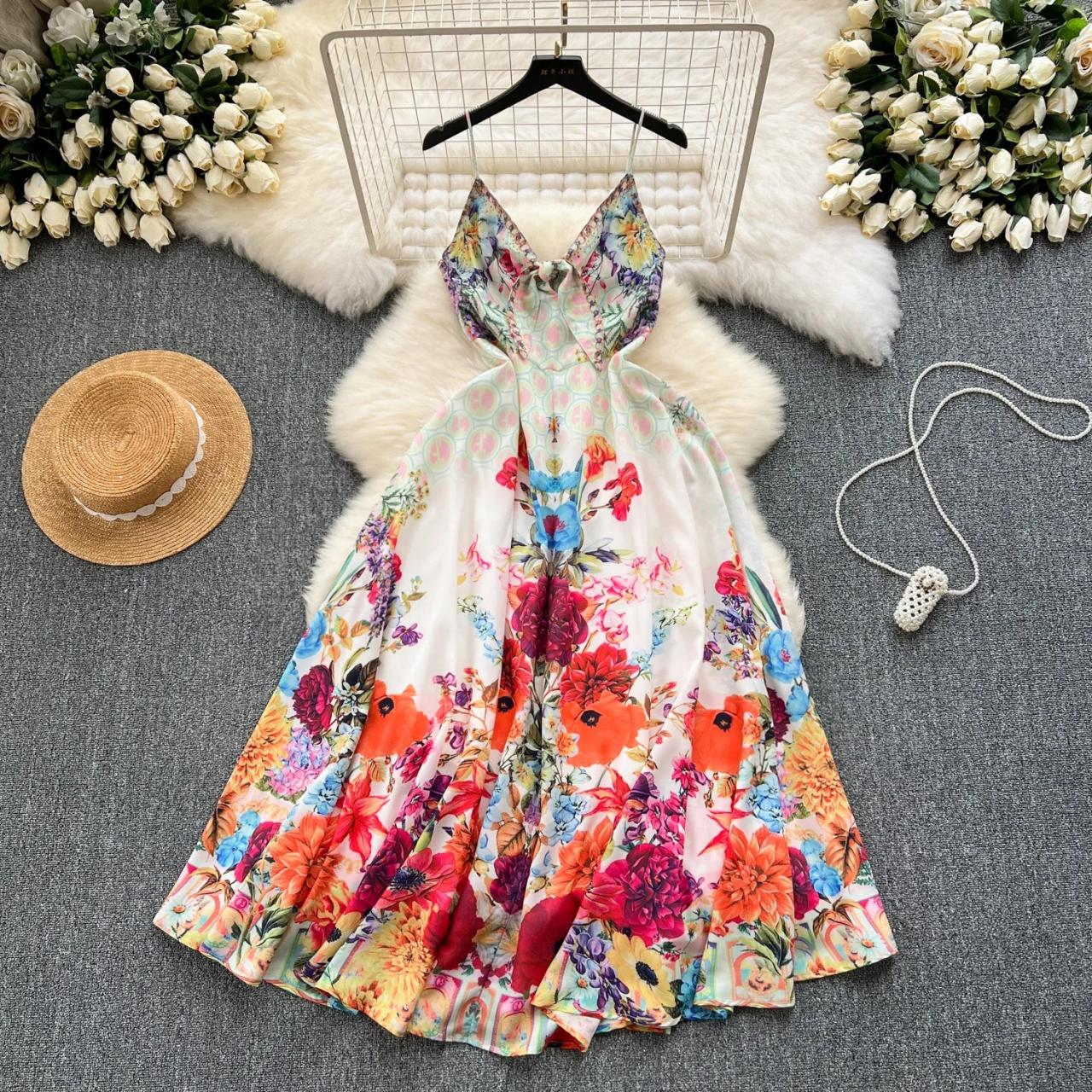 v neck a line summer dress Women Summer Petite Floral Silk V-Neck Dress with Bow Accent A-Line –  Dresslittly