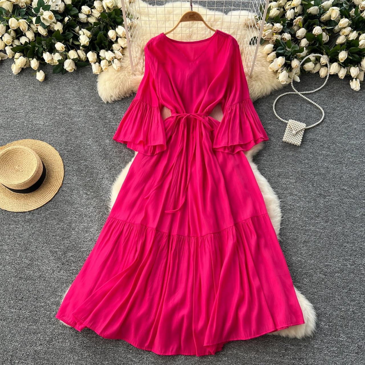 fitted lace wedding dress Posh & Pretty Fuchsia Maxi Dress Set – Style Dirty main image 1