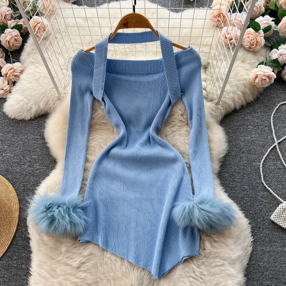 mini knit long sleeve dress Long Sleeve Rib Knit Mini Dress main image 0