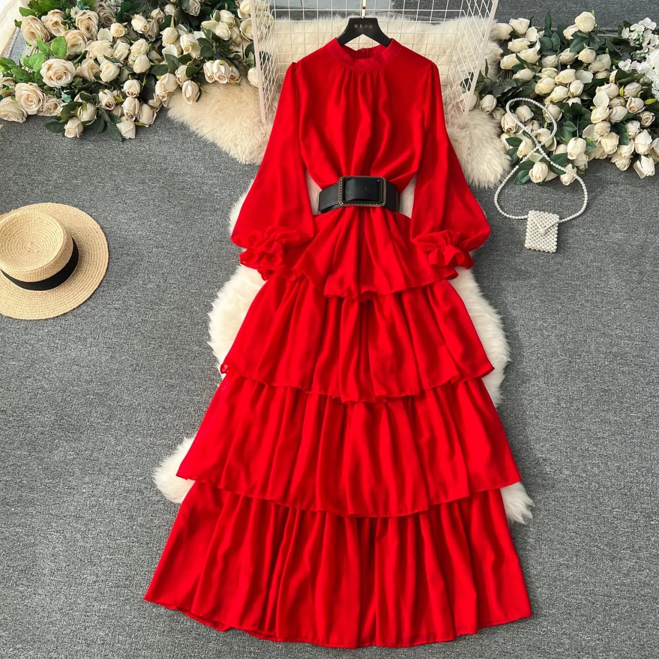 open lace back dress Hooded Long Sleeve Maxi Dress in Fire Red - 8 main image 0