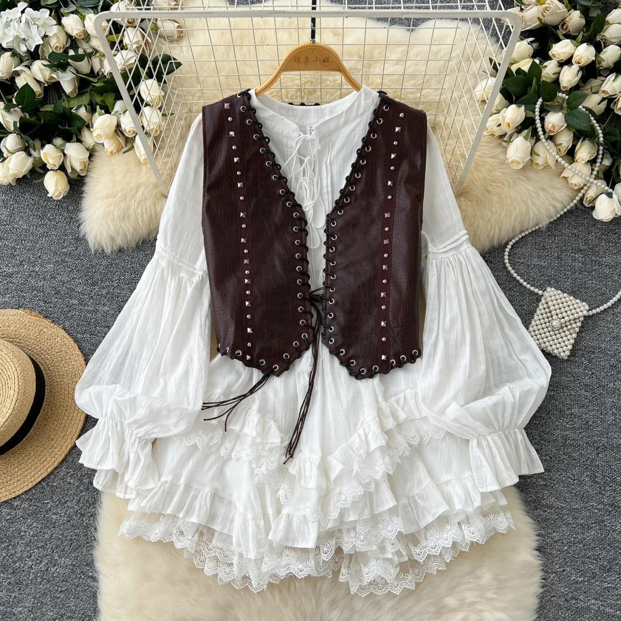 fringe leather dress 'Belt of Venus' Leather Fringe Corset Dress main image 1