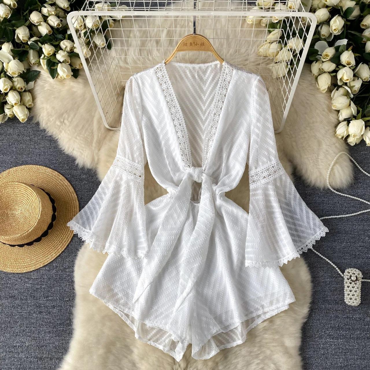 Boho White Lace Kimono With Bell Sleeves on Luulla