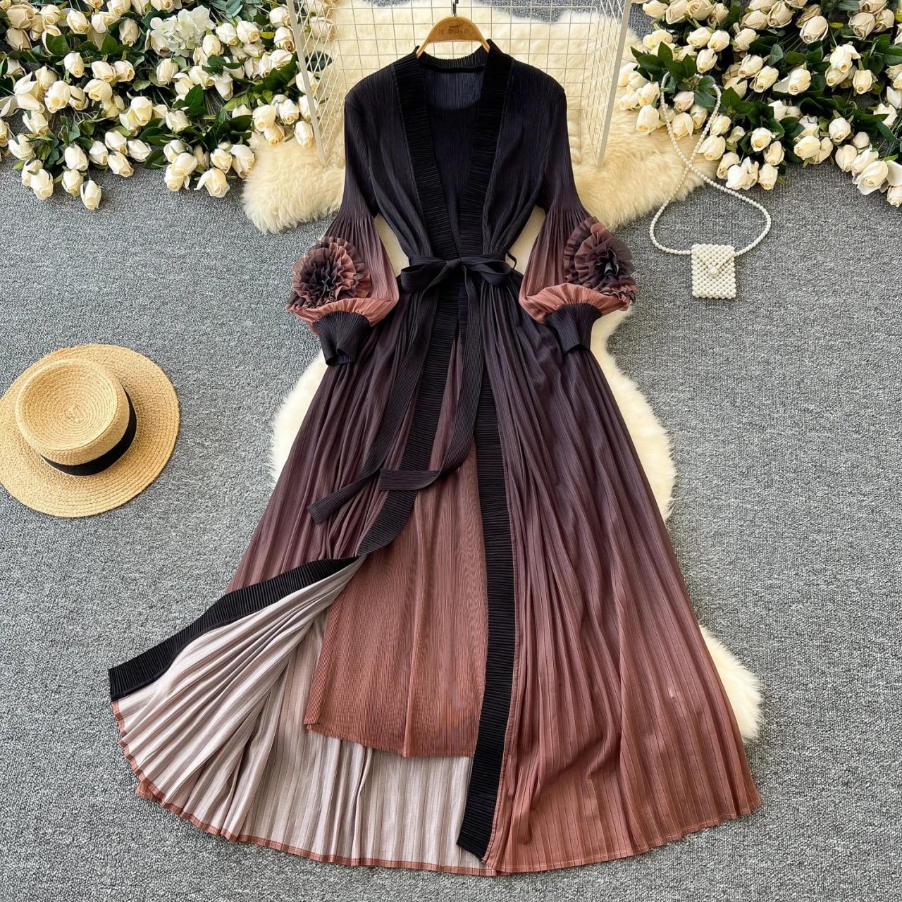 purple ombre dress with sleeves White to Purple Ombre Organza V-cut Satin Ball Gown