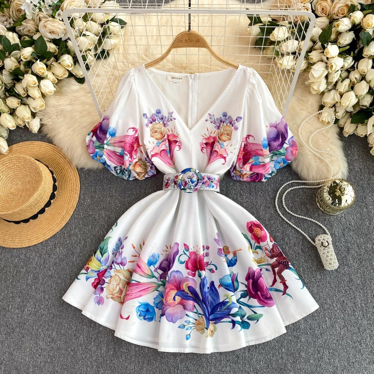 chinese dress ladies Linen A-Line Dress - Elegant Wrap Dress with Tie Waist