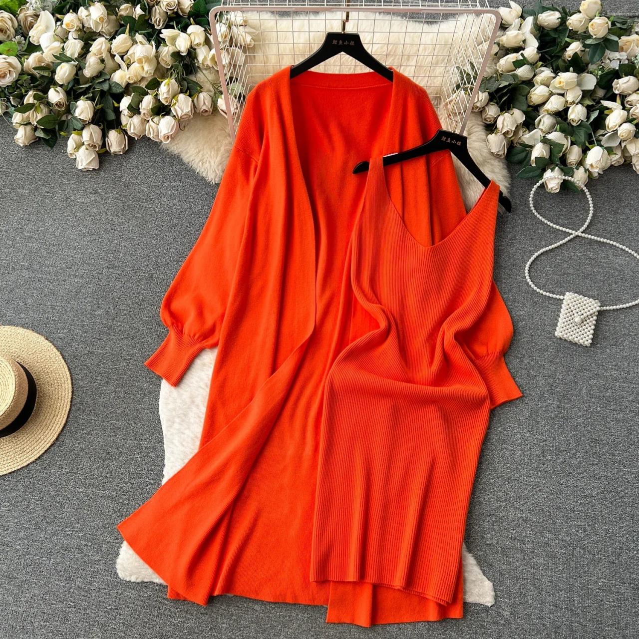 open lace back dress Shop Comfortable & Stylish Orange Knit Halter Midi Dresses Medium